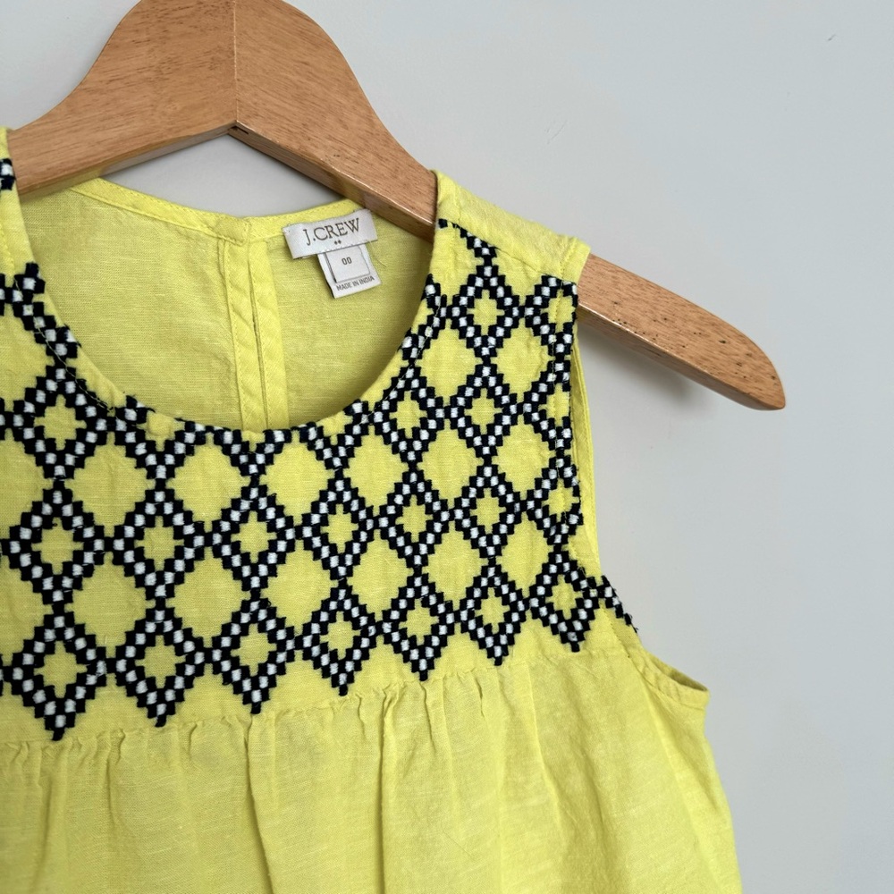 J Crew Geometric Embroidered Linen Top - Picture 3 of 5